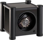 Кутия за самонавиващи часовници Charles Kaeser PRESTIGE K10-6 Soft-Black Metal Columns, Black Glass Sides, Leather-Clad Front, Glass Door